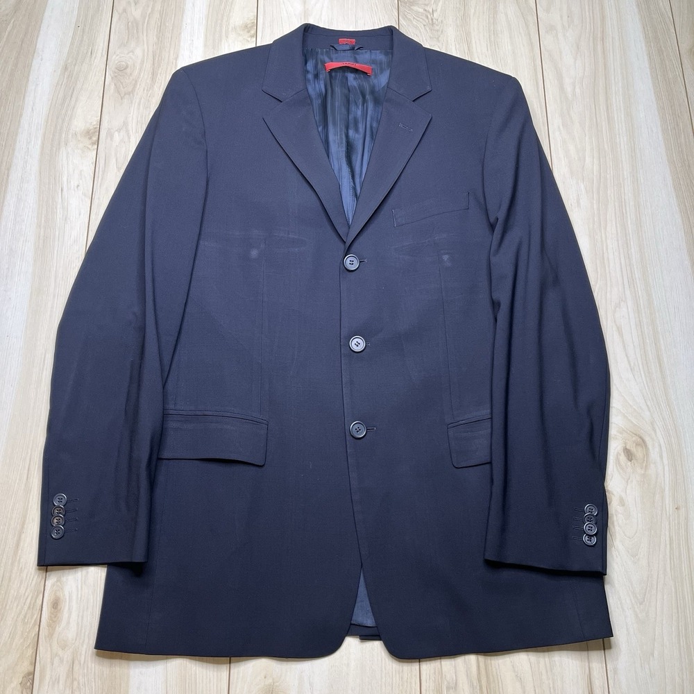 Hugo Boss Mens 2 Piece Suit Solid Navy Blue Wool Jacket Pants 38R 34 X 31 Luxury - Picture 2 of 16